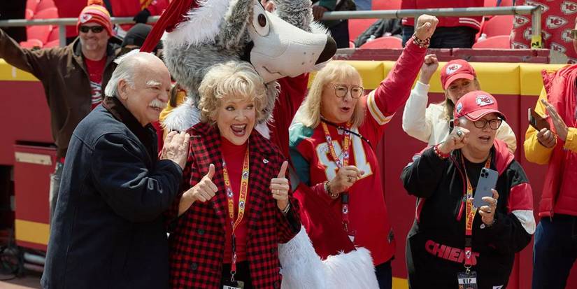Chiefs fans celebrating in Holiday Touchdown.