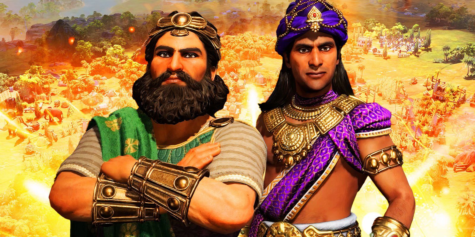 Civ 7 Antiquity Age Civic Trees Cover Image with Xerxes and Ashoka