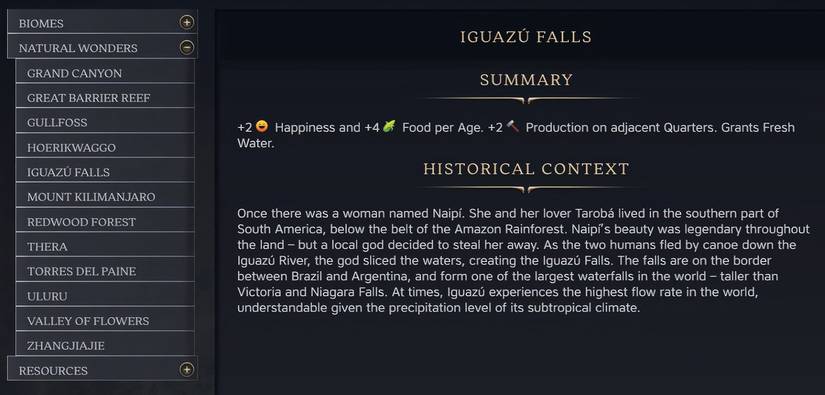 Civ 7 Igazu Falls Natural Wonder Civilopedia Entry