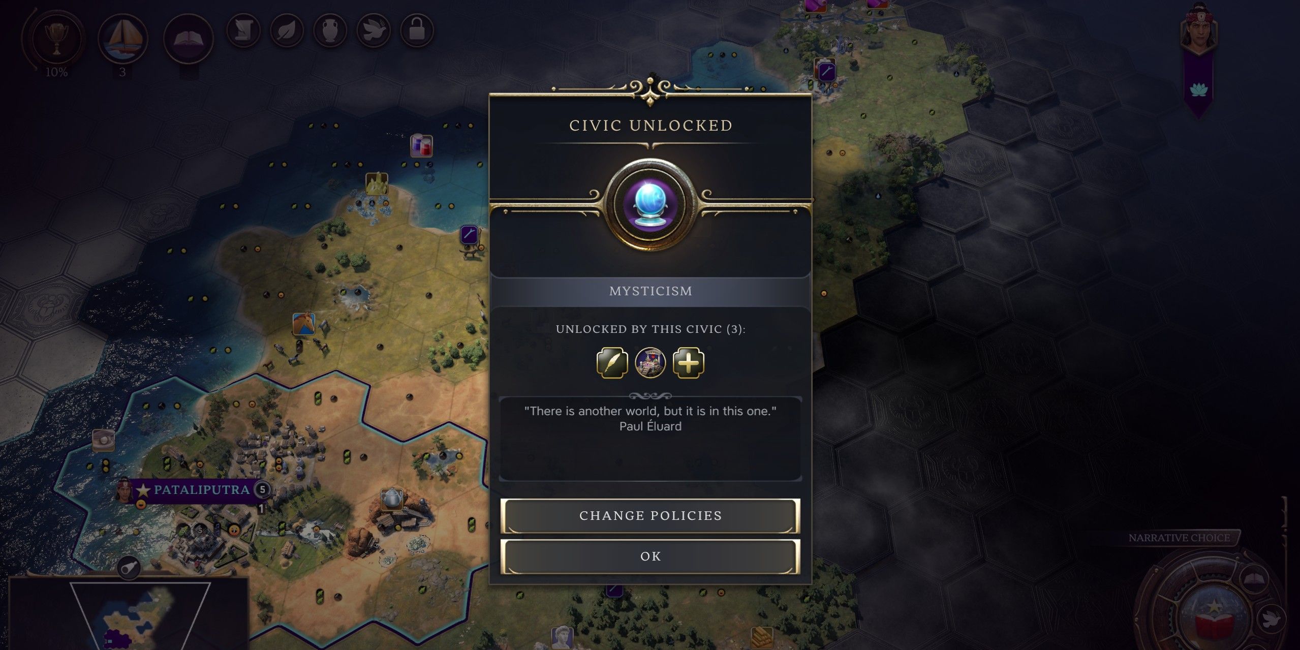 CIV7 POP -UP for unlocking Civic mysticism