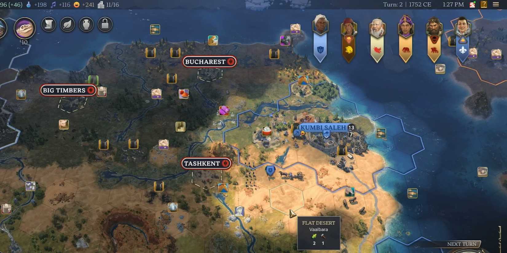 Civilization 7 player looking at map.