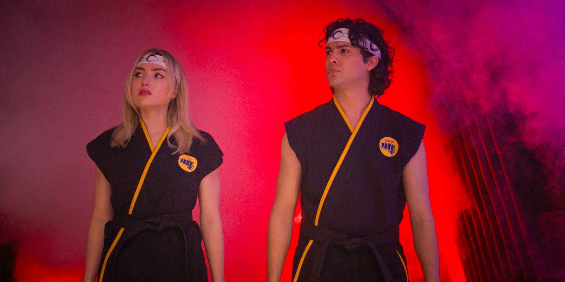 Tory (Lista de Peyton) e Miguel (Xolo Maridueña) de Cobra Kai chegam às finais em Cobra Kai Season 6 Ep 13