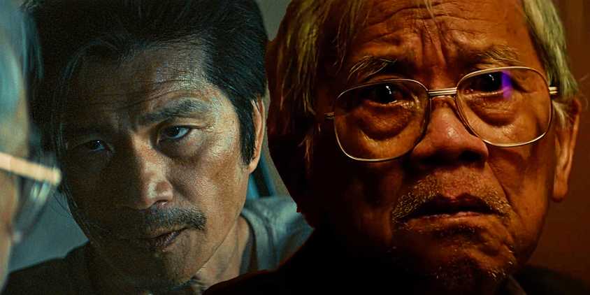 Collage of Long Ma (Hiep Tran Nghia) and Tay Du'o'ng (Dustin Nguyen) in The Accidental Getaway Driver.