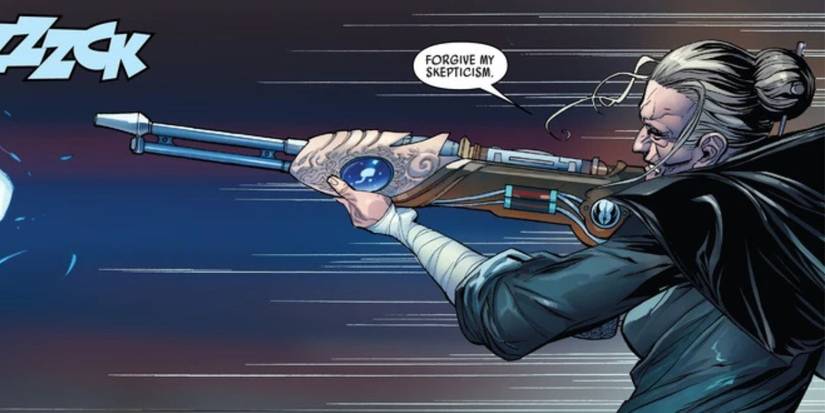 Jocasta Nu with her rifle lightsaber