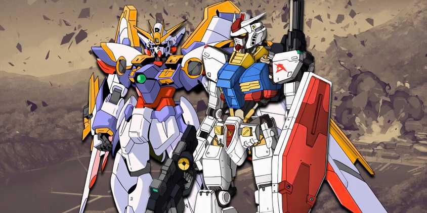 RX-78-2 and A Wing Gundam meet on the battlefield