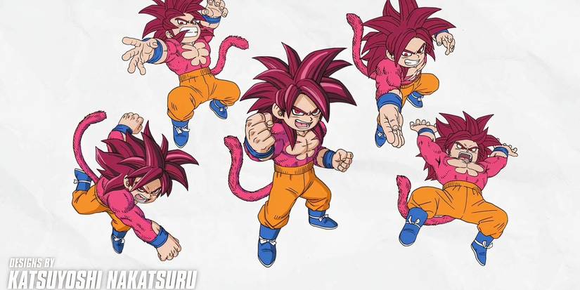 Design sheet of Super Saiyan 4 Goku in Dragon Ball Daima.