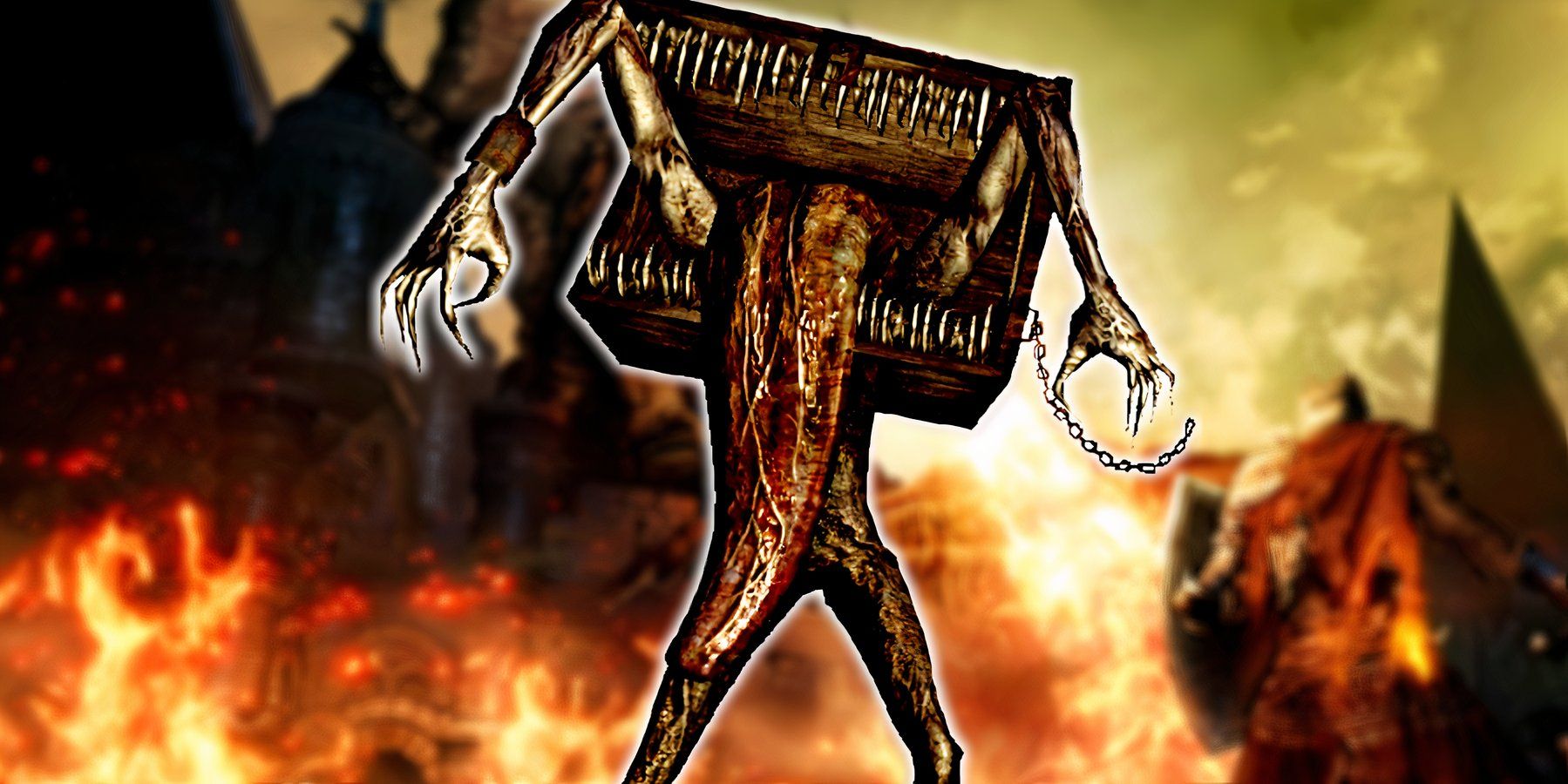 dark souls mimic on a field of fire from dragon's breath