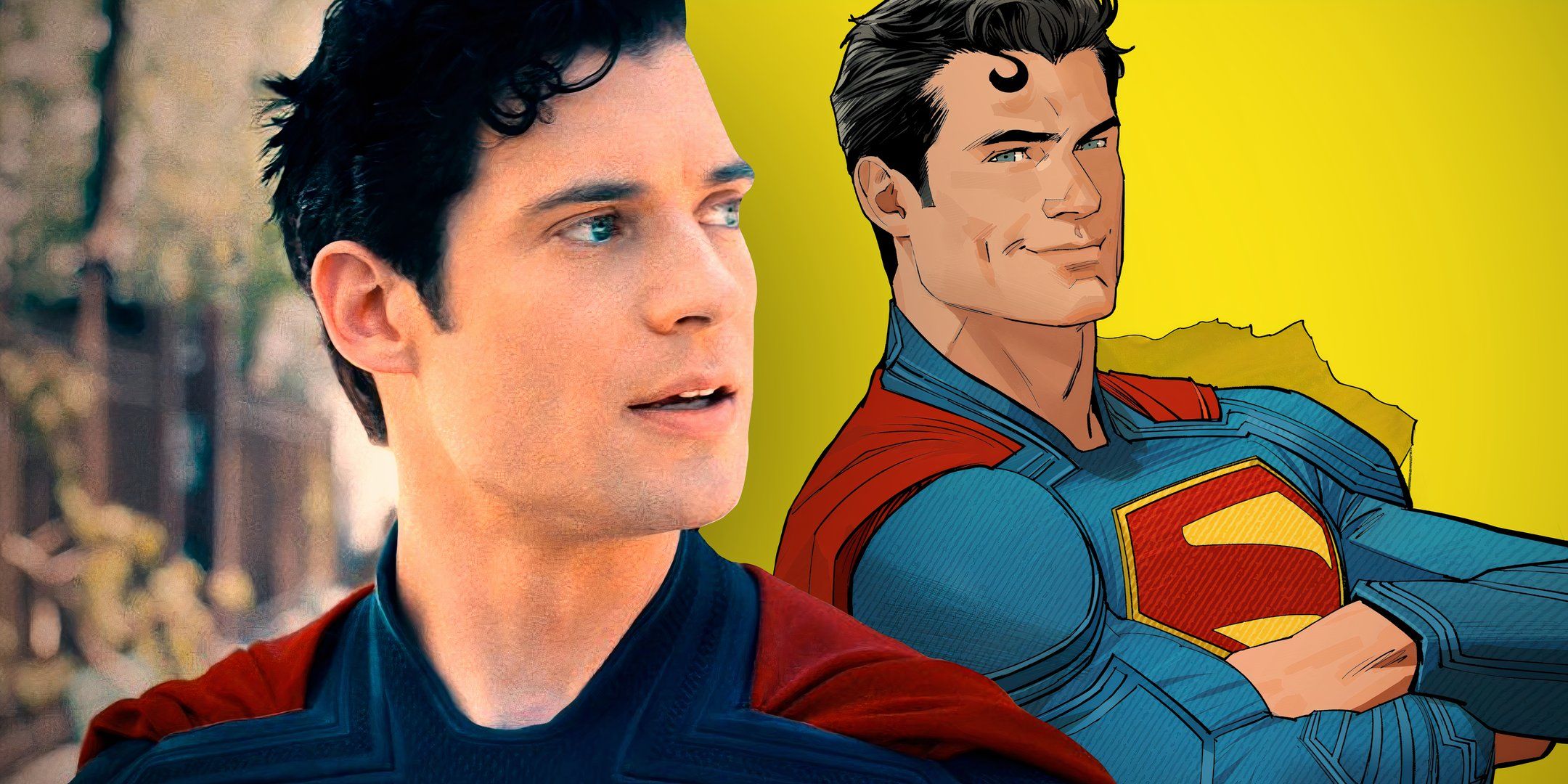 David Corenswet as Superman with Comic Cover Art by Dan Mora