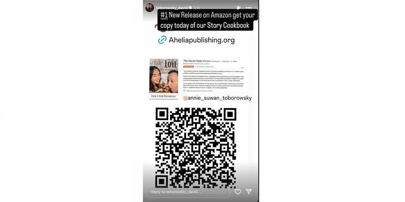 David Toborowsky in 90 Day Fiance on Instagram promoting his cookbook with Annie