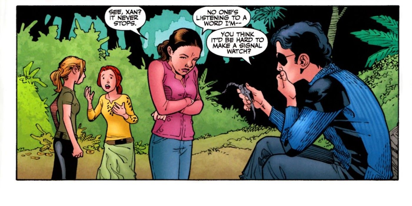 Dawn pouts to Xander after arguing with her sister and Willow in Buffy the Vampire Slayer Season Eight #33