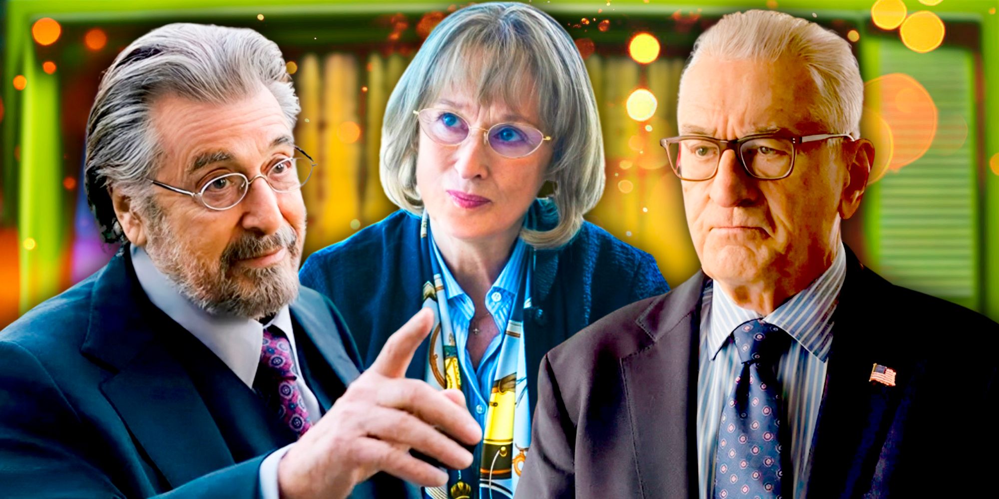 Robert De Niro in Zero Day, Meryl Street in Big Little Lies, and Al Pacino in Hunters