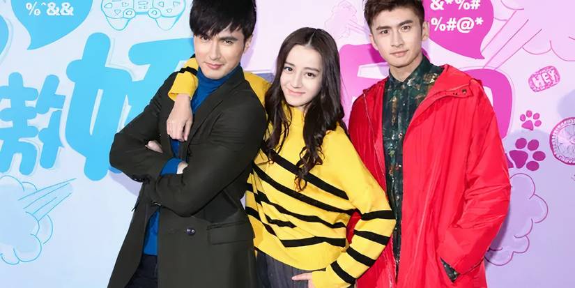 Dilraba Dilmurat standing with two young men in Mr Pride vs Miss Prejudice-2