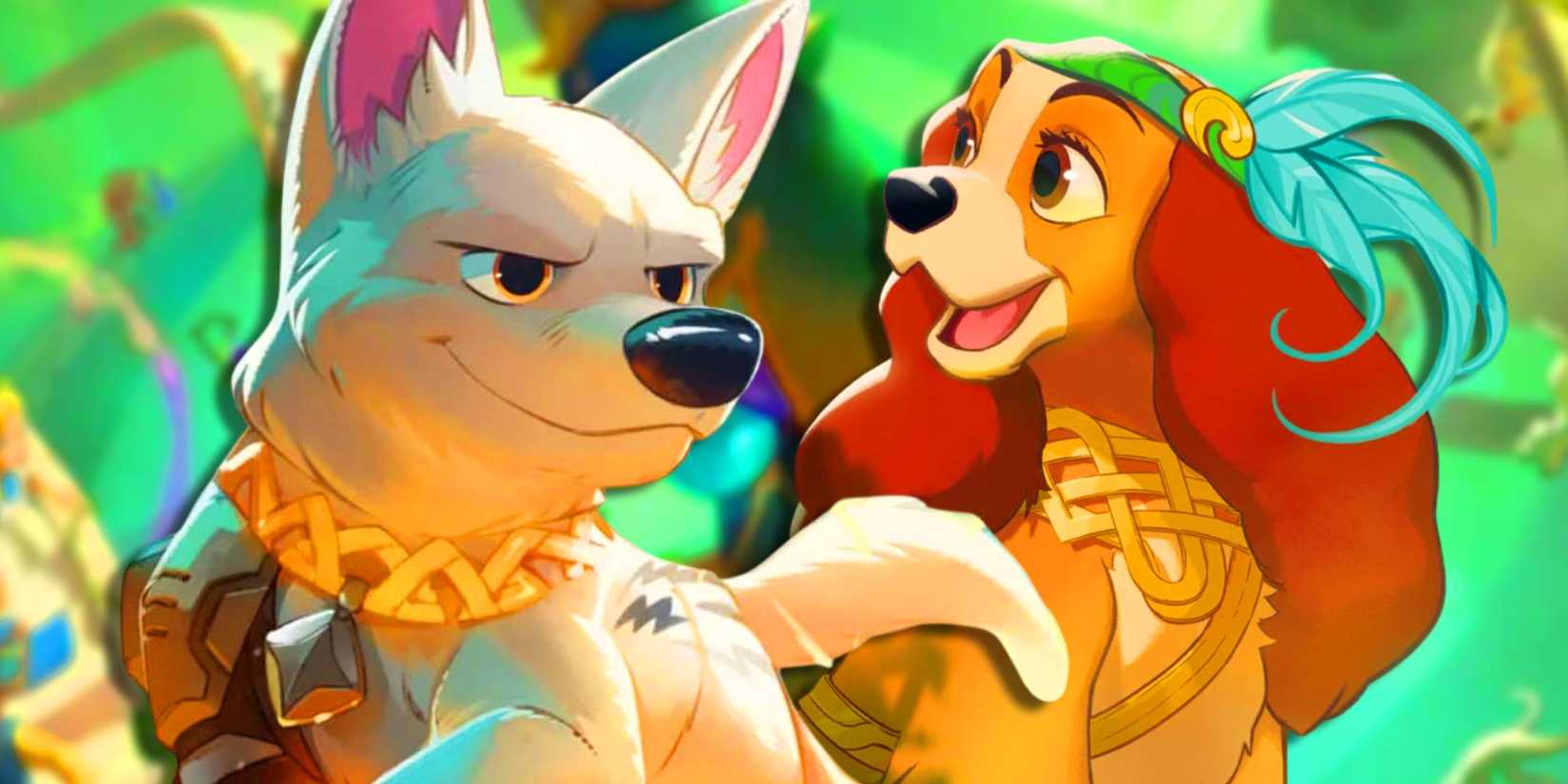 Bolt and Lady from the Disney Lorcana Archazia's Island set.
