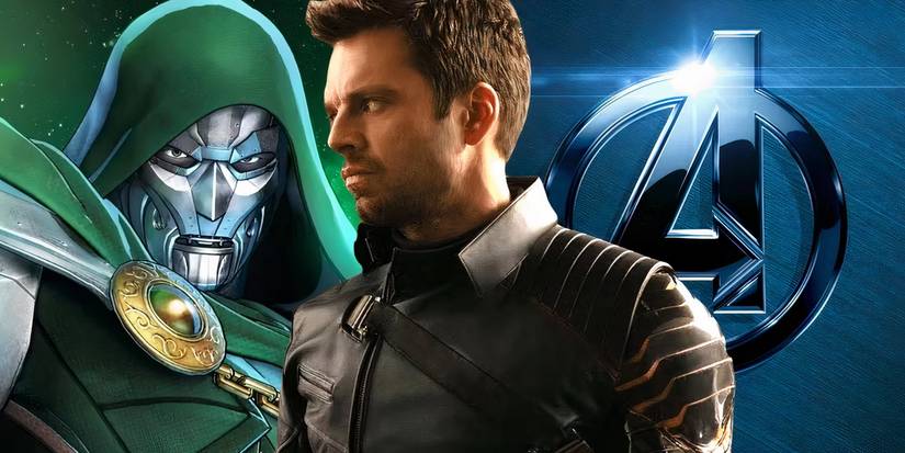 Marvel Comics' Doctor Doom with MCU's Bucky Barnes next to him.