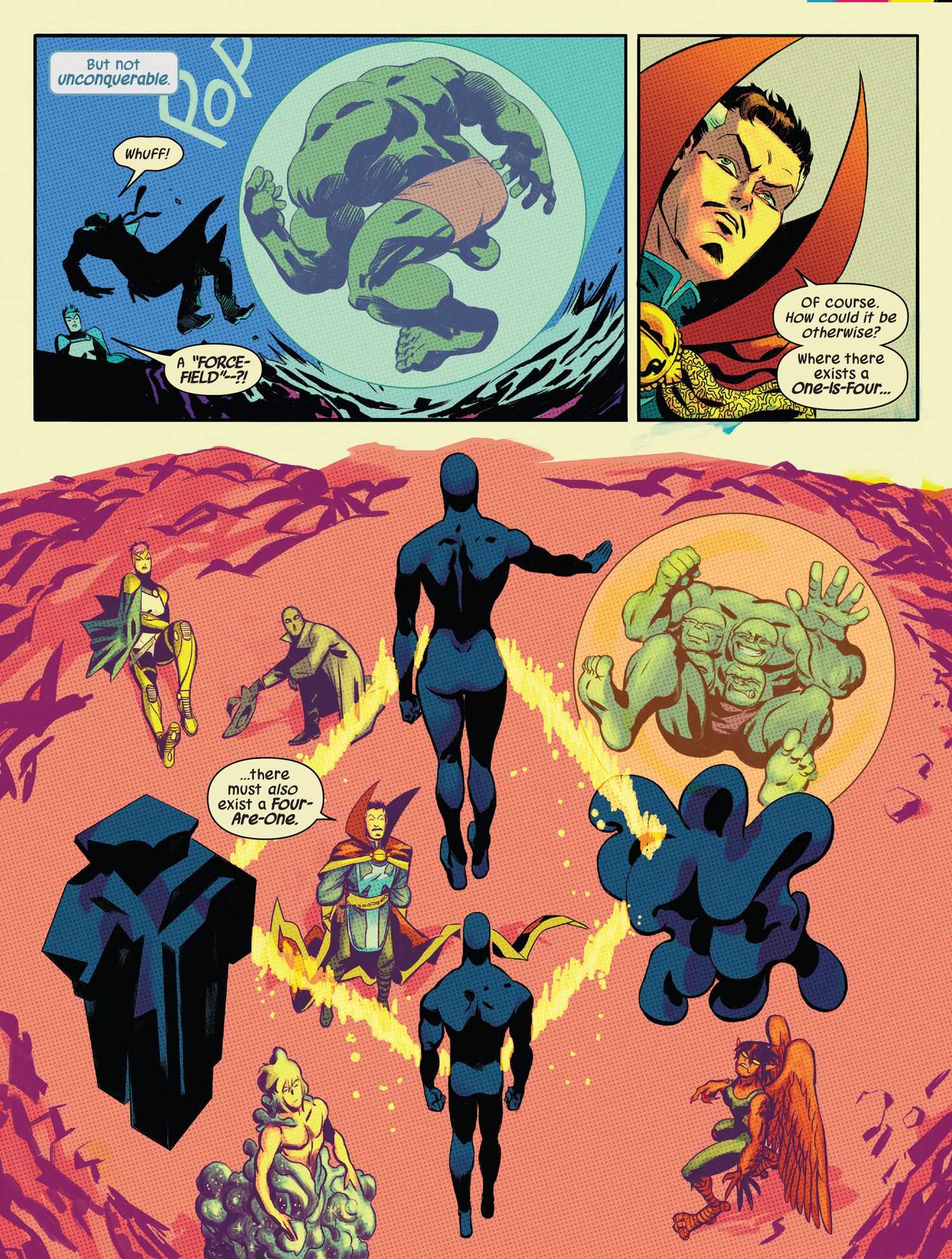 Doctor Strange observes Hulk as the One is Four and the Four Are One 
