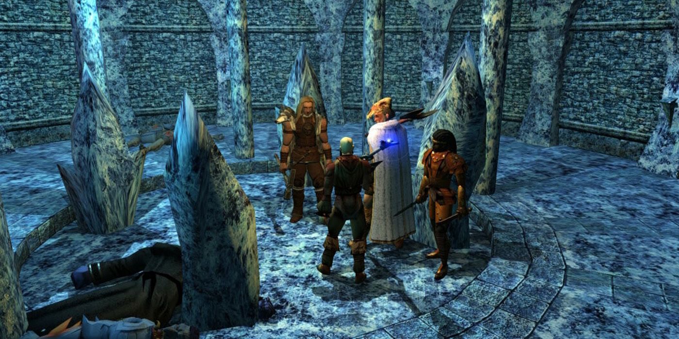 Doom Of Icewind Dale party inside an icy dungeon