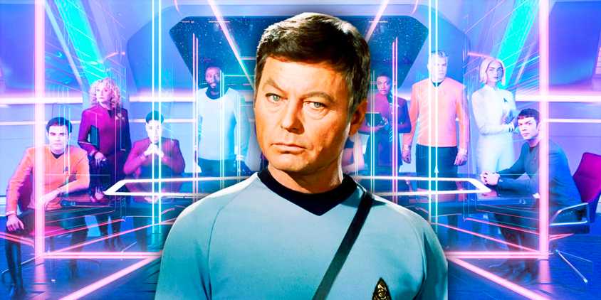 Dr. McCoy in 1960s Star Trek and the cast of Strange New Worlds