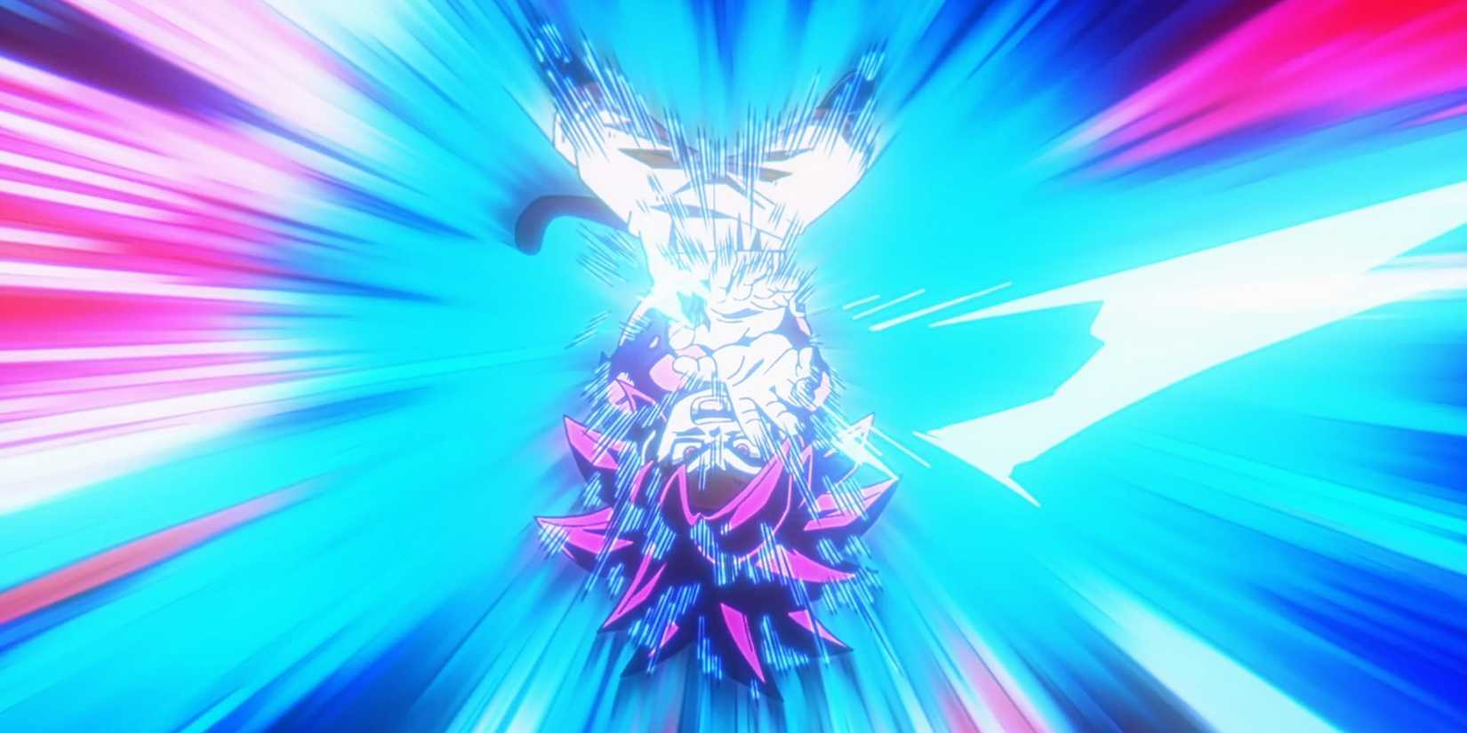 Super Saiyan 4 Goku fires a Kamehameha