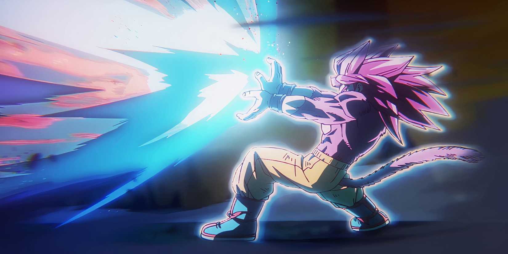 Super Saiyan 4 Goku's Kamehameha in Dragon Ball.