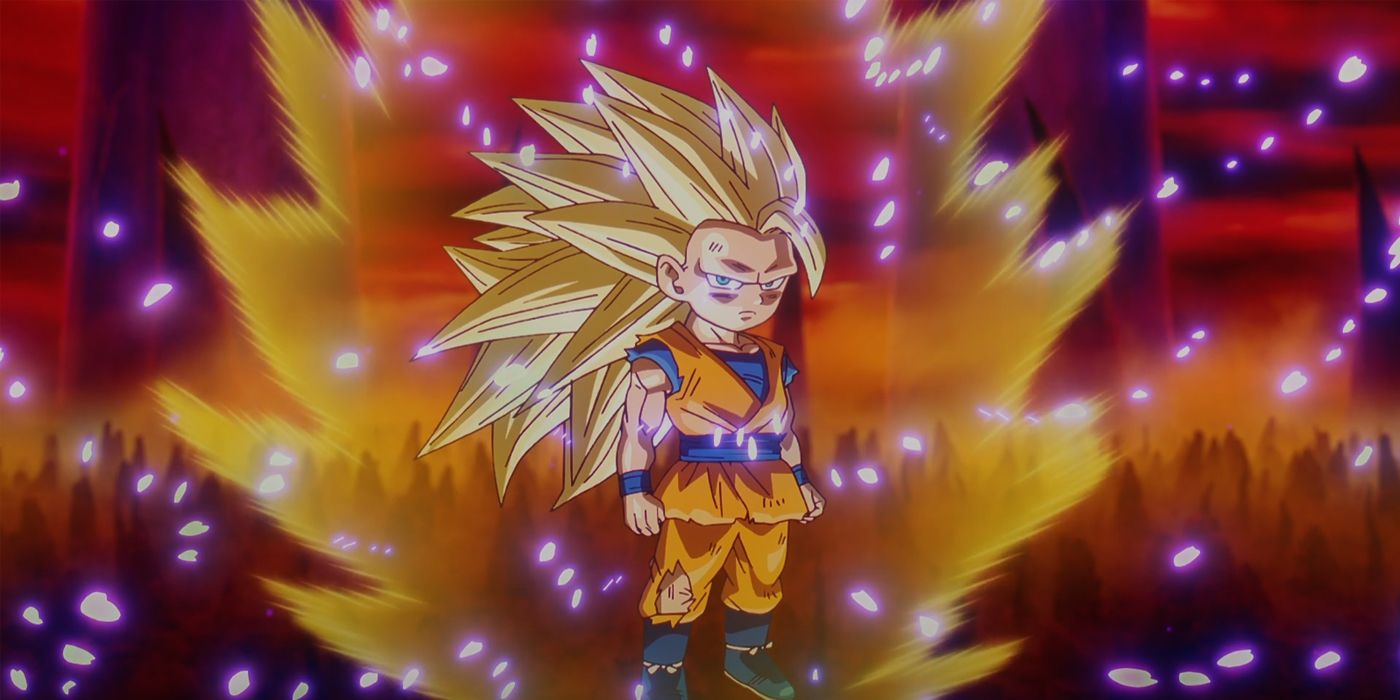 Goku enters Super Saiyan 3 at the start of the episode.