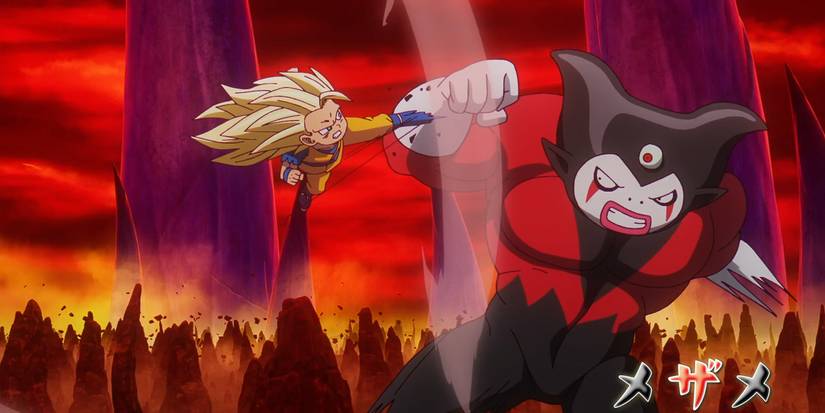 Goku battles Gomah using Super Saiyan 3.