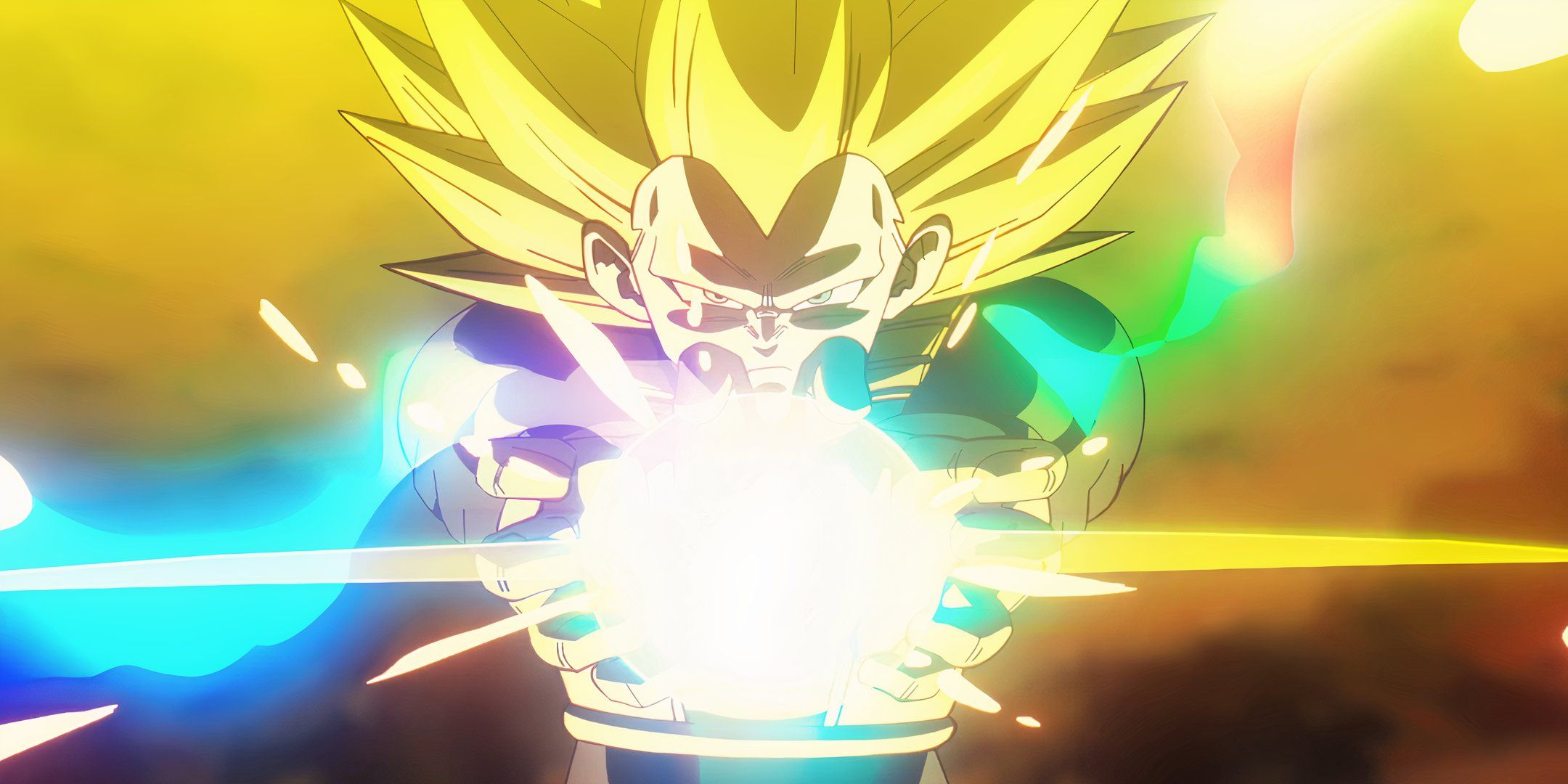 Vegeta charges up a Final Flash in Super Saiyan 3