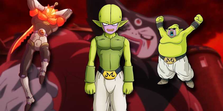 Tamagami Number One, Majin Kuu, and Majin Duu in front of the empowered Gomah.