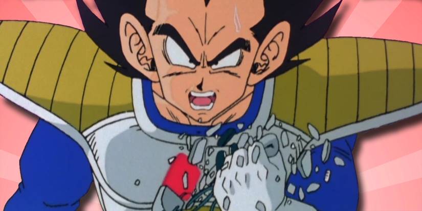 Vegeta crushes his scouter in rage.