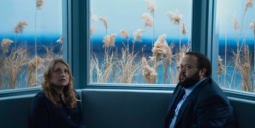 Dylan's wife Gretchen meeting him in Lumon in Severance season 2's episode 6