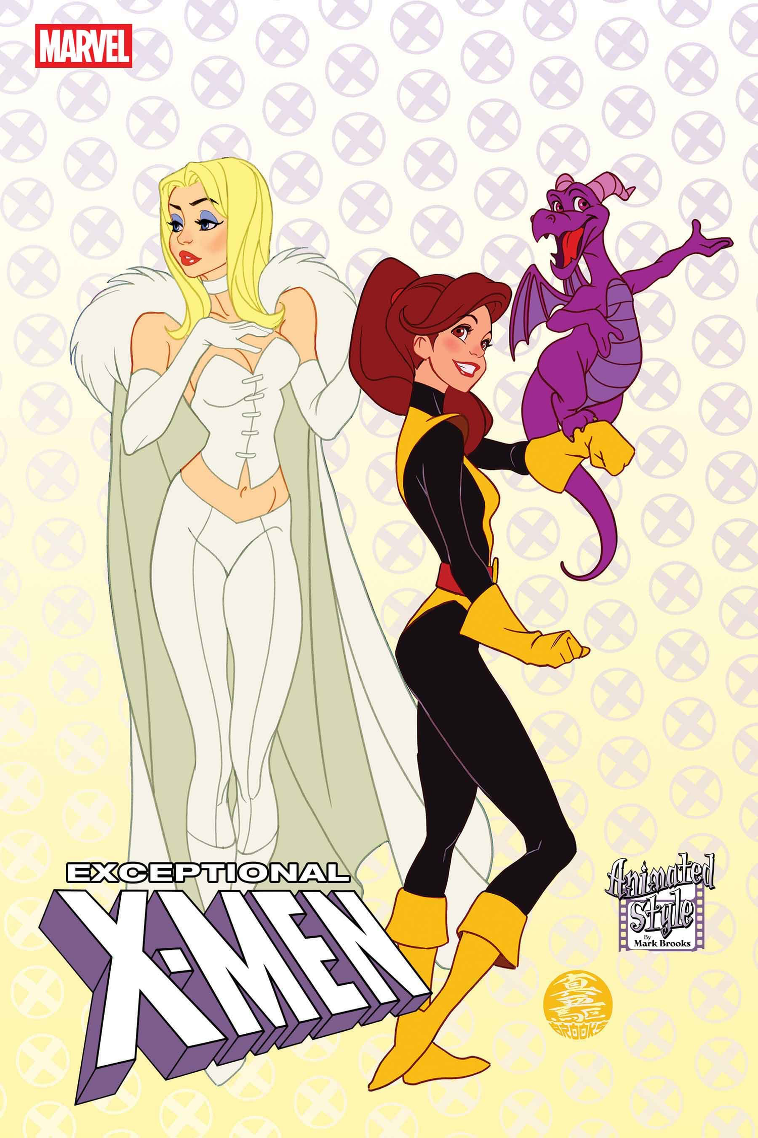 Exceptional X-Men #6 Animated Style Variant Cover by Mark Brooks with Emma, Kitty, and Lockheed