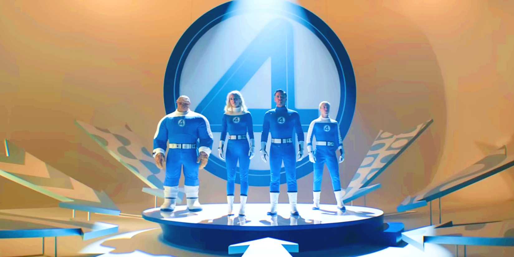 Ebon Moss-Bachrach, Vanessa Kirby, Pedro Pascal and Joseph Quinn as The Fantastic Four In The Fantastic Four First Steps
