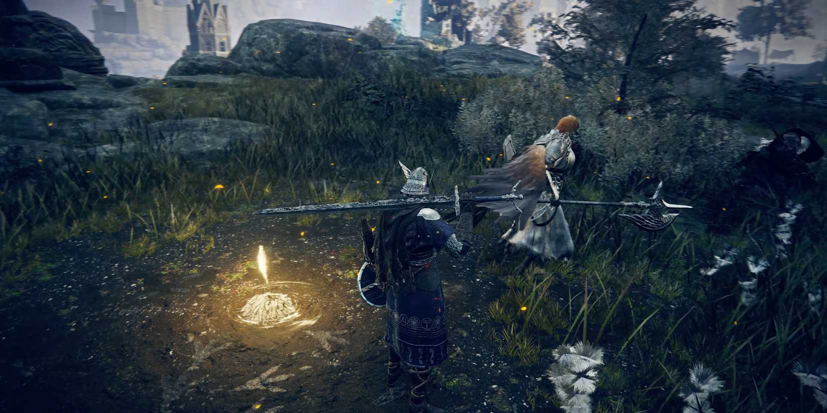 Players standing next to a Site of Grace in Elden Ring Nightreign.