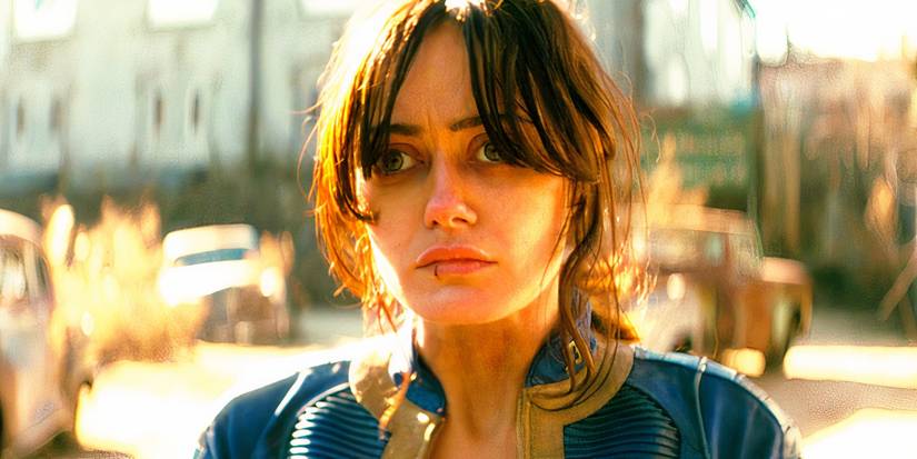 Ella Purnell looking worried as Lucy in Fallout season 1