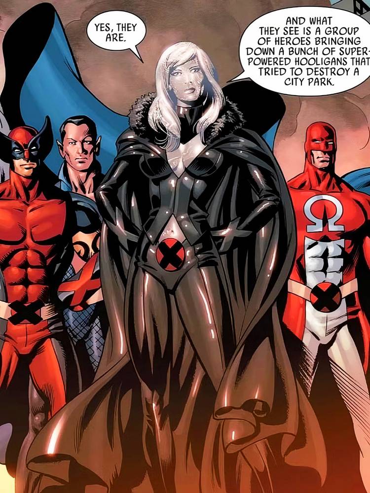 Emma Frost stands at the forefront of her Dark X-Men team