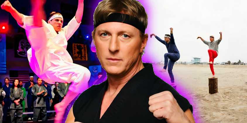 Tanner Buchanan as Robby Keene, William Zabka as Johnny Lawrence, and Ralph Macchio as Daniel Lawrence in Cobra Kai