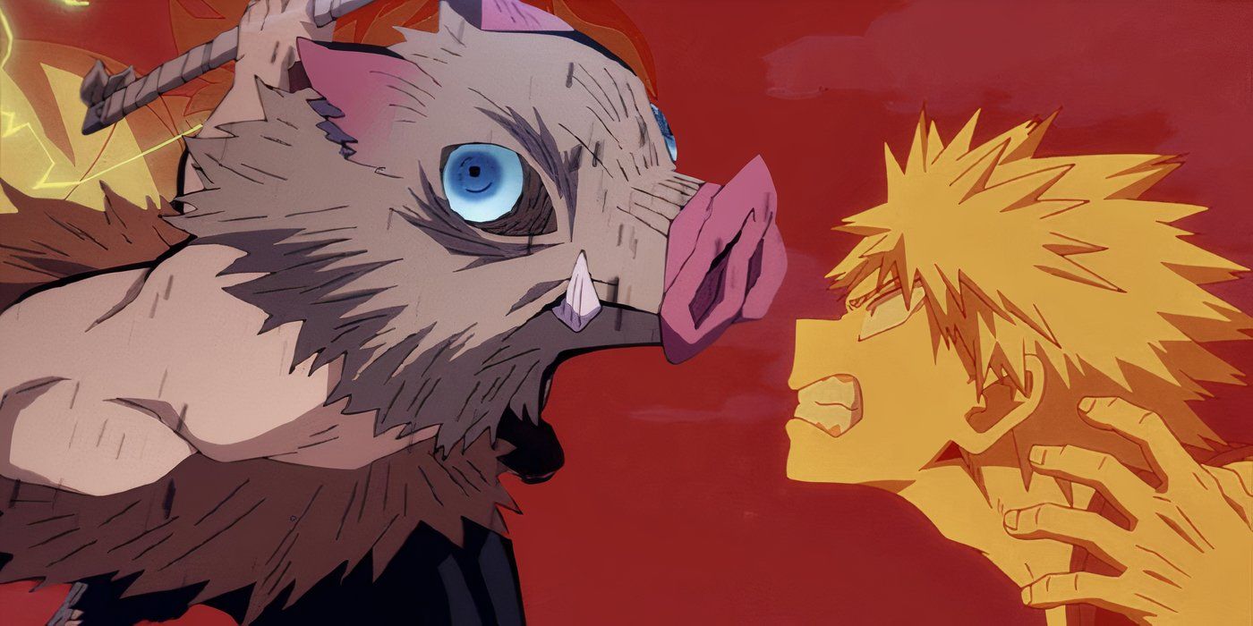 Inosuke Hashibira Demon Slayer and Bakugo Katsuki My Hero Academia