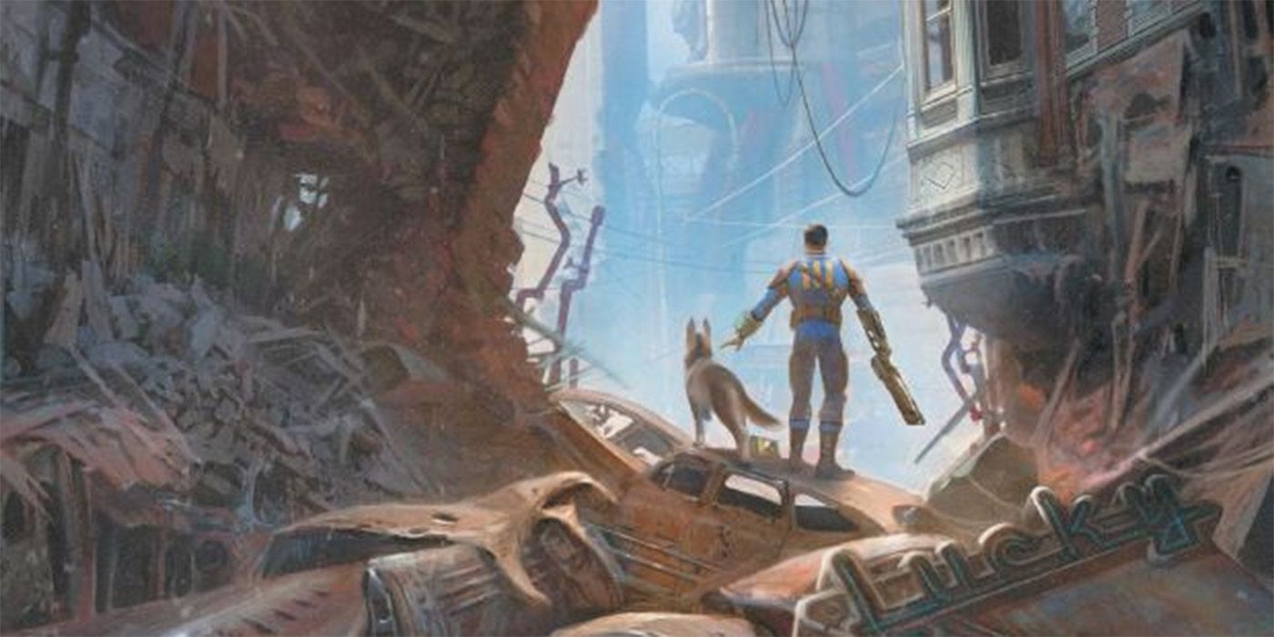 Art from Fallout featuring a survivor and his dog