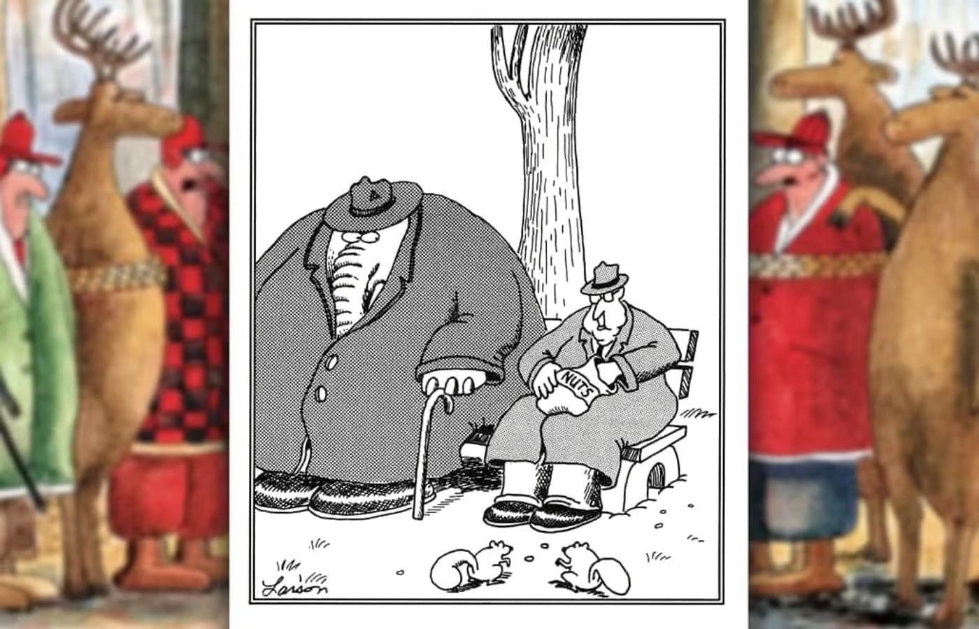 far side elephant tries to steal nuts
