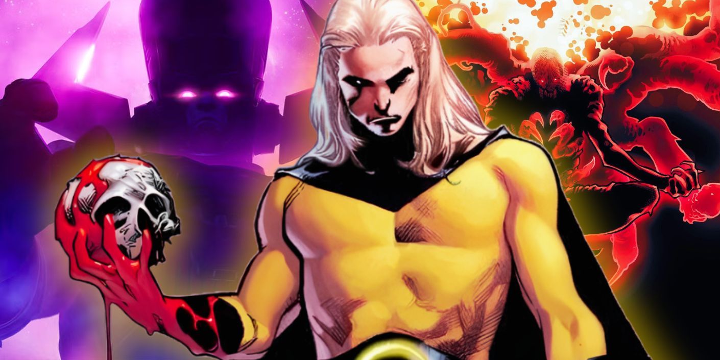 Custom image of the Sentry in front of Galactus and the Void.