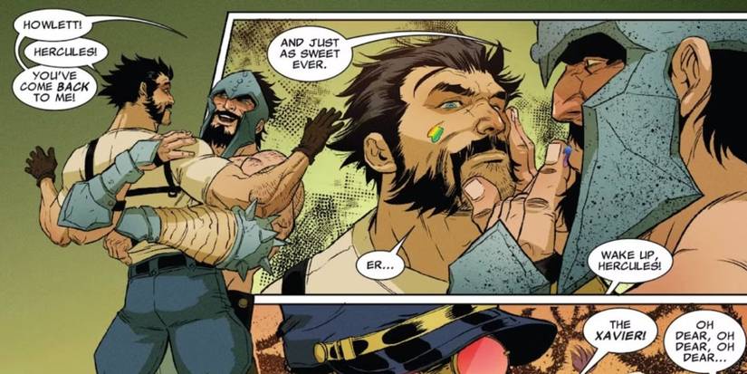 Variant Wolverine and Hercules embracing one another