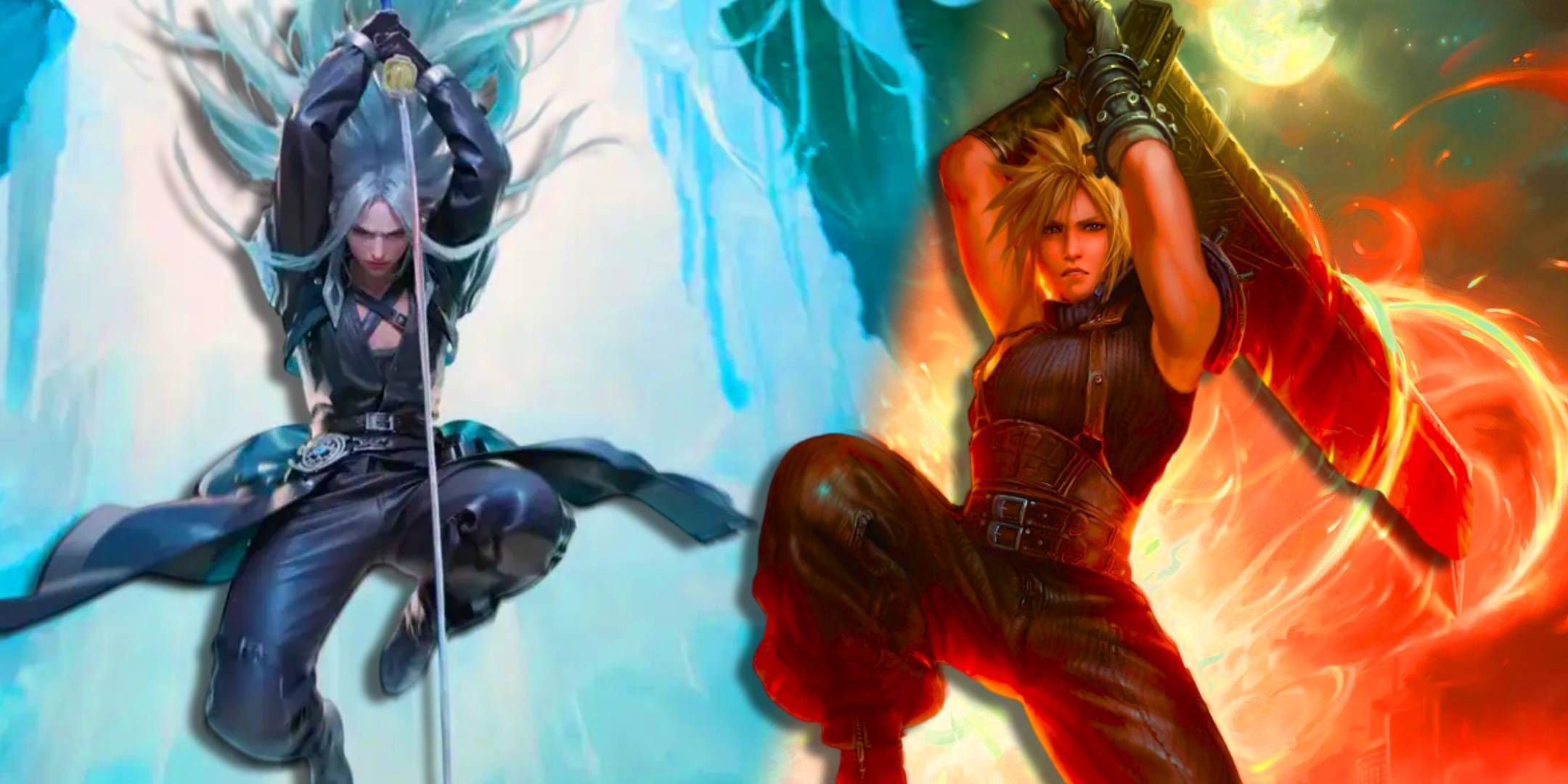 Cloud and Sephiroth from the Magic: The Gathering Final Fantasy crossover.