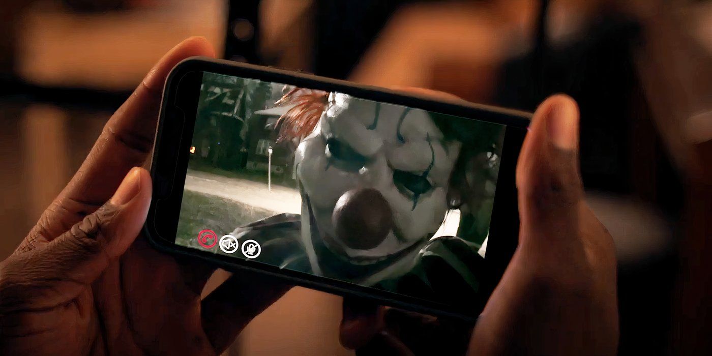 Frendo viewed on a phone screen in Clown in a Cornfield