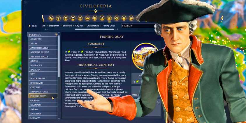 Friedrich from Civilization 6 with Civilopedia
