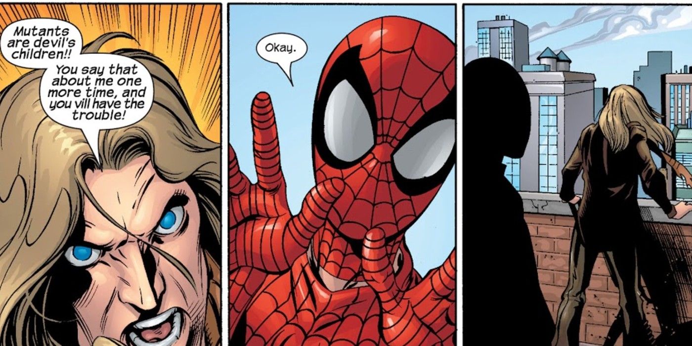 Geldoff hates being compared to mutants at Ultimate Spider-Man #43