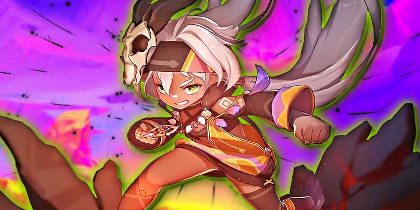 Genshin Impact's Iansan smiles as she presses against the ground.