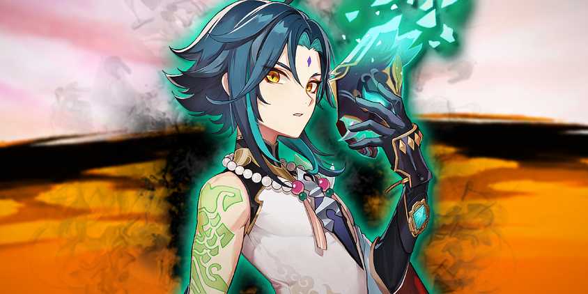 Genshin Impact's Xiao holds his mask in his hand.
