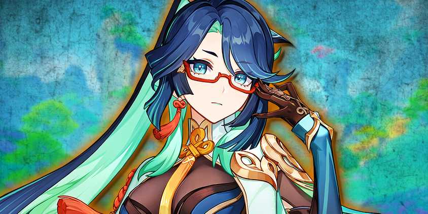 Genshin Impact's Xianyun adjusts her glasses.