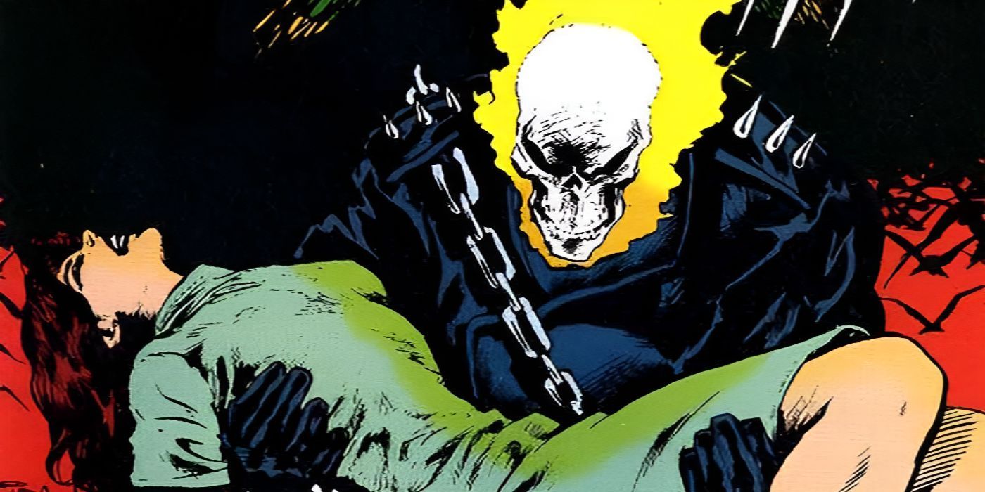 Ghost Rider holds Barbara&rsquo;s dead body.