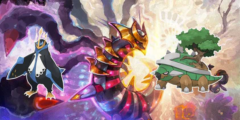 Pokemon TCG Pocket Giratina next to two other Pokemon.