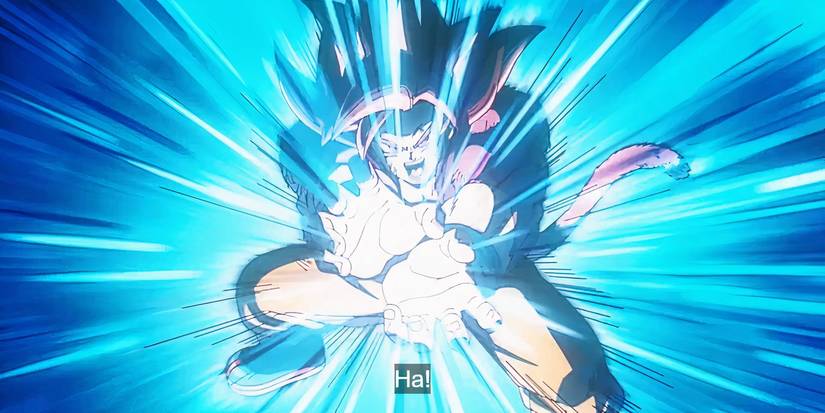 Super Saiyan 4 Goku firing off a Kamehameha at Gomah in Dragon Ball Daima episode #20.